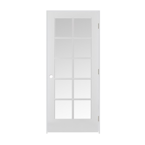 Trimlite 32"x80"x13/8" Primed 10Lite Clear Tempered Glass Interior French 71/4" LH Prehung 2868pri1310CLETLH15714 - main